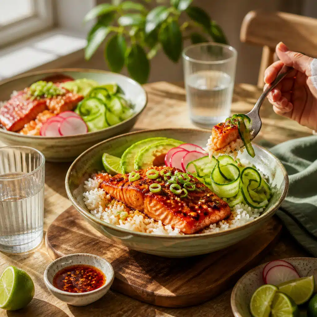Hot Honey Salmon Bowl: Easy 30-Minute Recipe For Busy Weeknights 18 Hot Honey Salmon Bowl - serving suggestion
