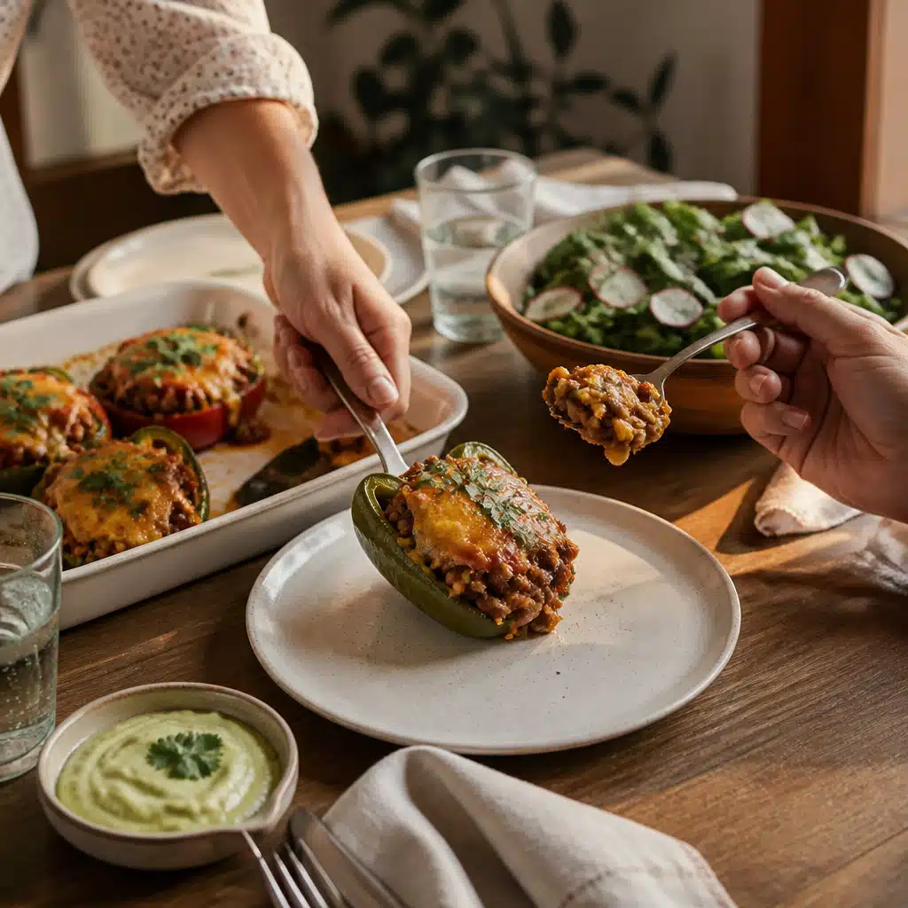 Air Fryer Stuffed Peppers: Easy 15-Minute Recipe For Busy Weeknights 18 Air Fryer Stuffed Peppers - serving suggestion