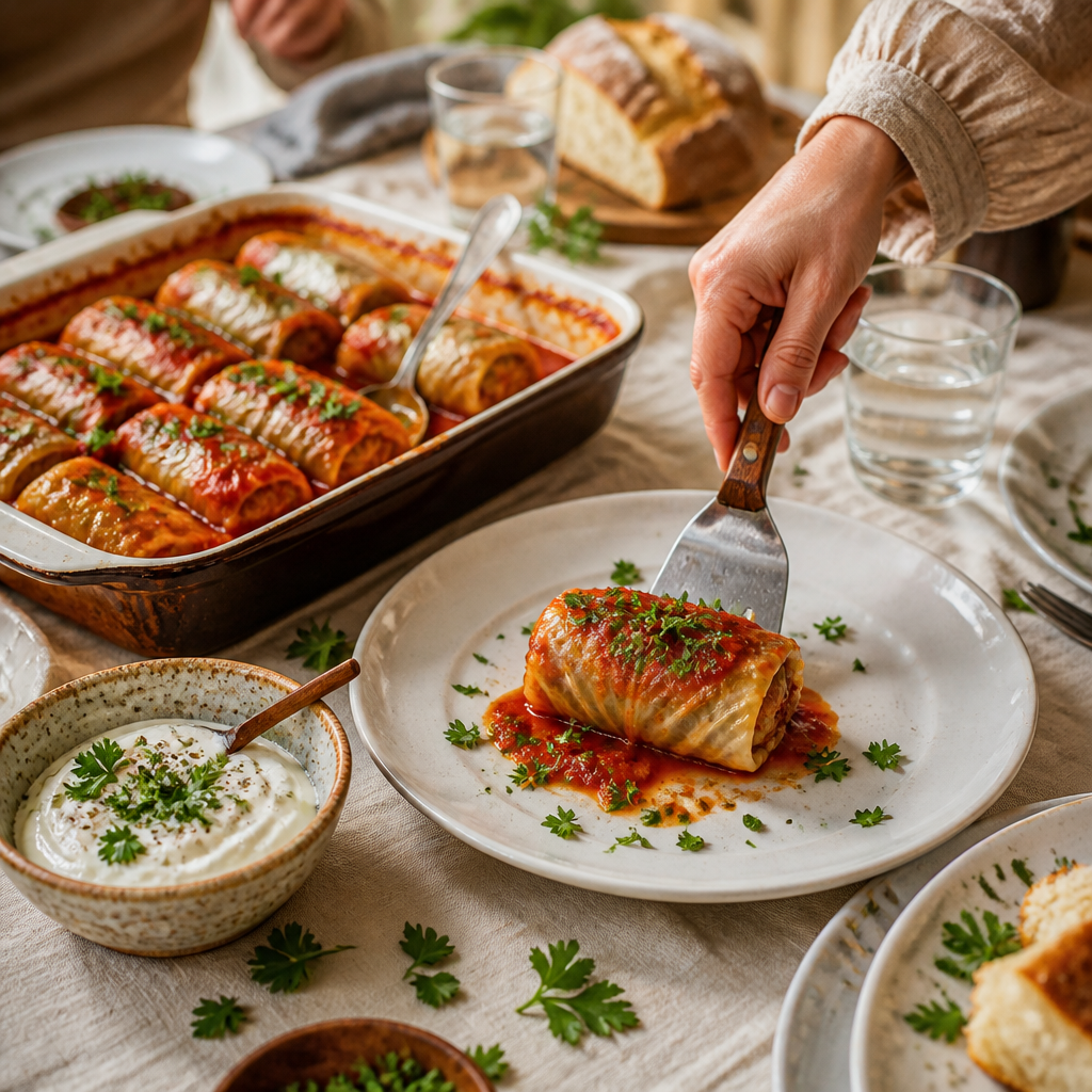 Vegan Stuffed Cabbage Rolls: Easy 60-Minute Recipe for Busy Weeknights 18 Vegan Stuffed Cabbage Rolls - serving suggestion