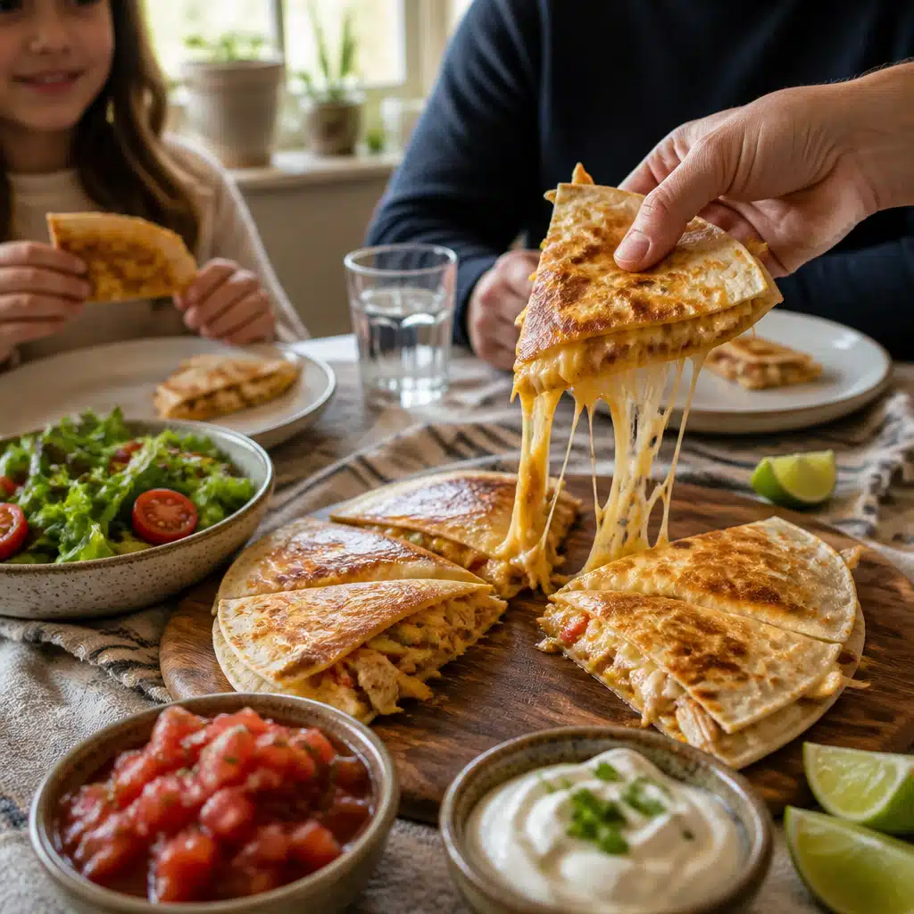 Leftover Rotisserie Chicken Air Fryer Quesadillas - serving suggestion