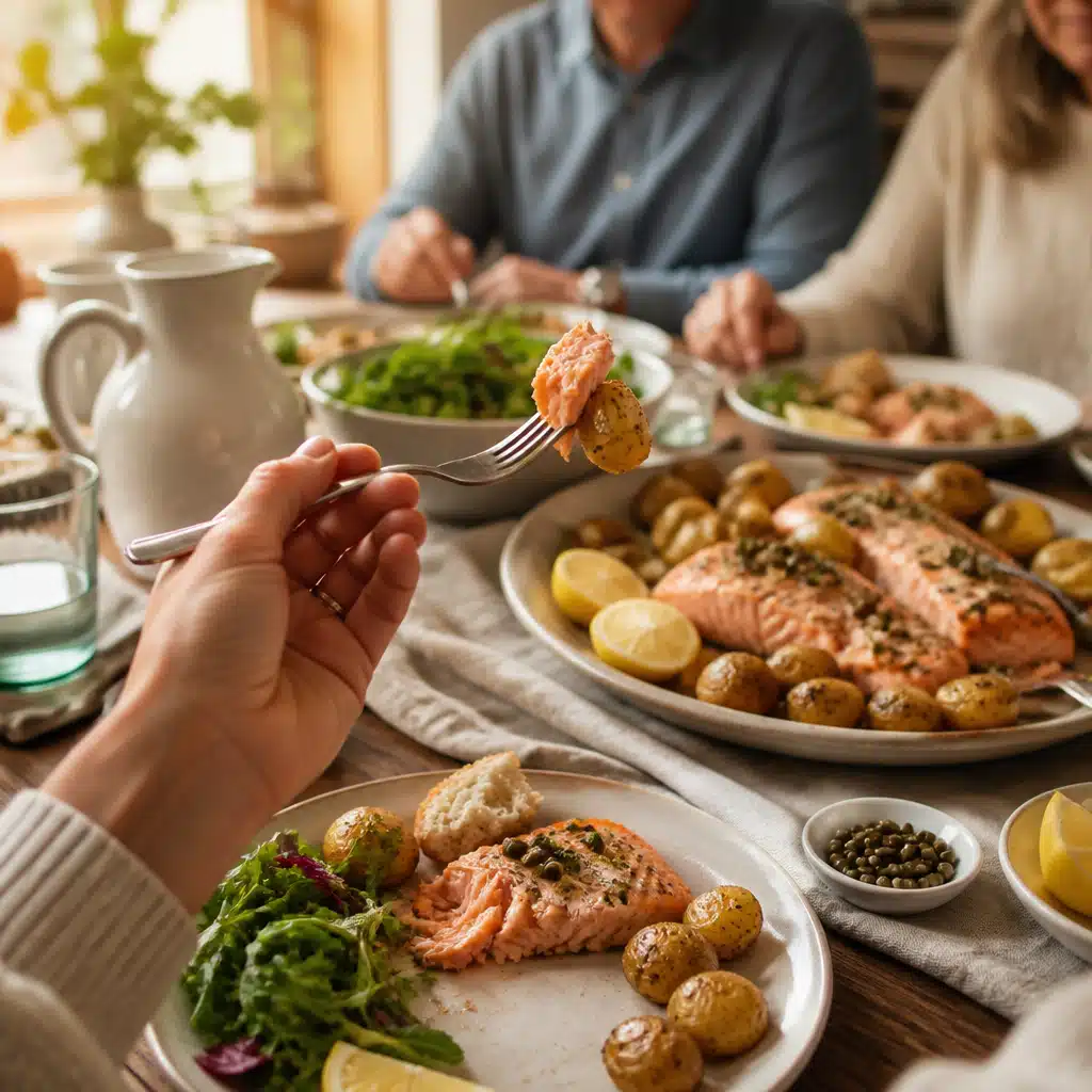 Lemon Herb Baked Salmon With Roasted Baby Potatoes: Easy 30-Minute Recipe For Busy Weeknights 18 Lemon Herb Baked Salmon with Roasted Baby Potatoes - serving suggestion