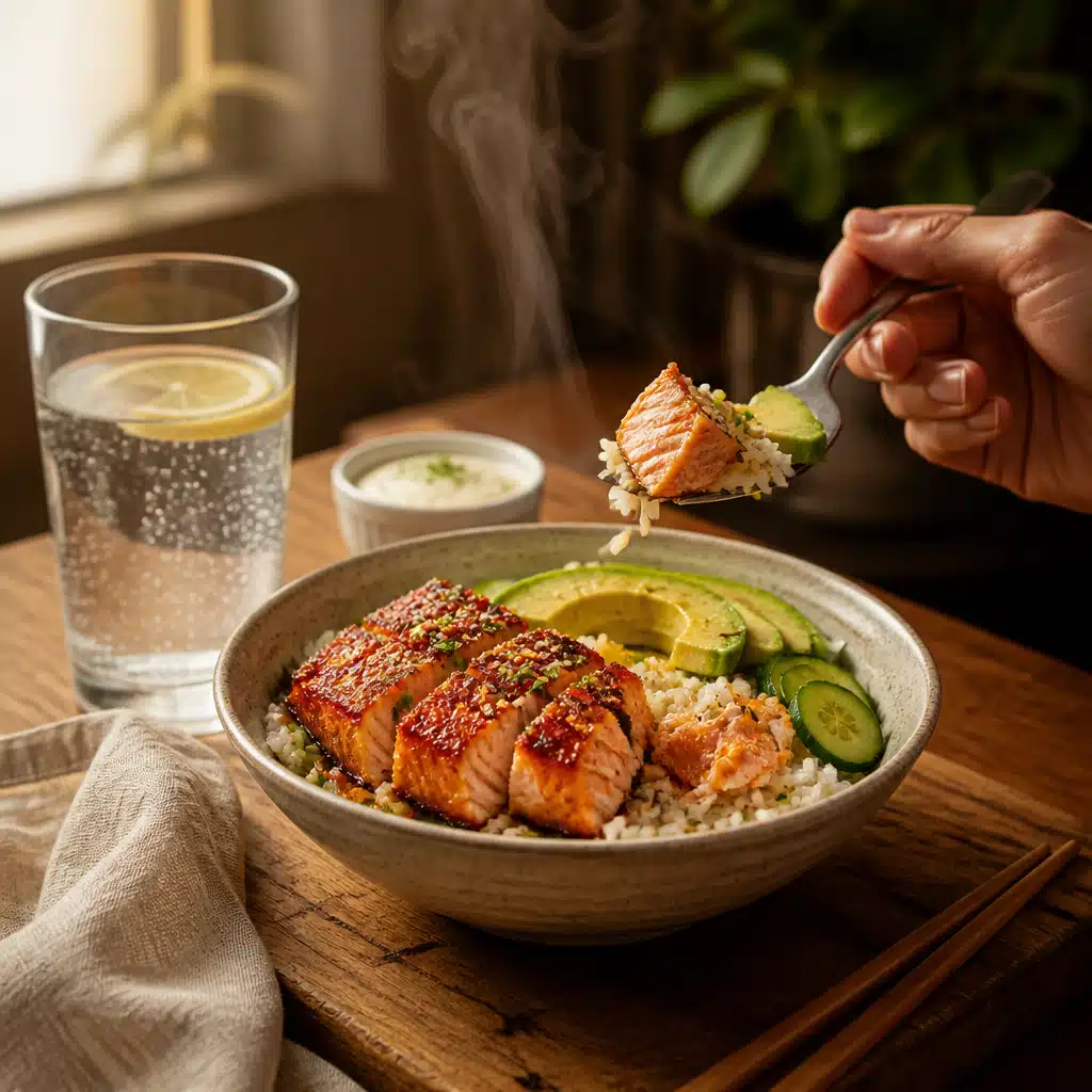Crispy Salmon Rice Bowl: Easy 30-Minute Recipe For Busy Weeknights 18 Crispy Salmon Rice Bowl - serving suggestion
