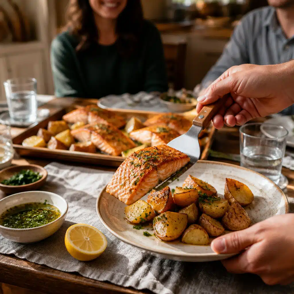 Sheet Pan Salmon and Potatoes: Easy 30-Minute Recipe for Busy Weeknights 18 Sheet Pan Salmon and Potatoes - serving suggestion