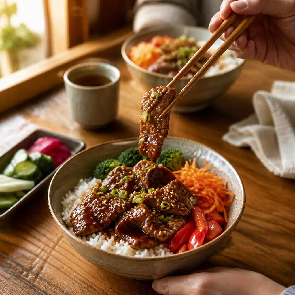 Teriyaki Beef Bowl: Easy 30-Minute Recipe For Busy Weeknights 18 Teriyaki Beef Bowl - serving suggestion